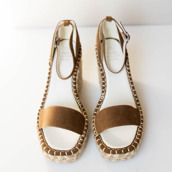OASIS SOCIETY Madris Brown Espadrille Wedges Size 8.5 - Picture 3 of 4